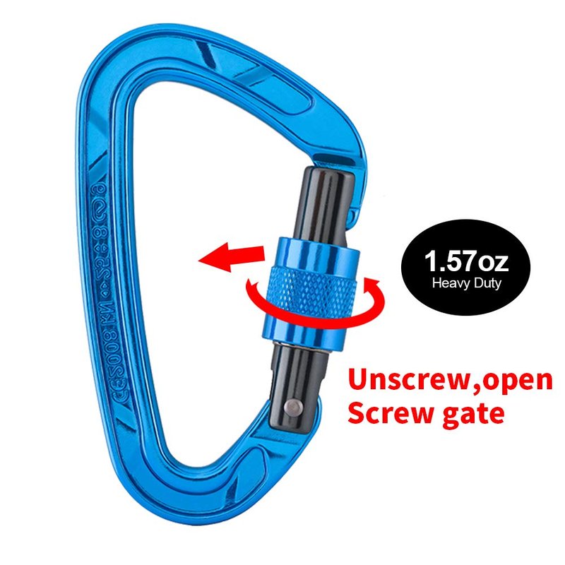 Kailas Locking Climbing Carabiners Rock Clips Heavy Duty Steel UIAA Certified 25KN Screw Gate D Shape for Rappelling and Mountaineering