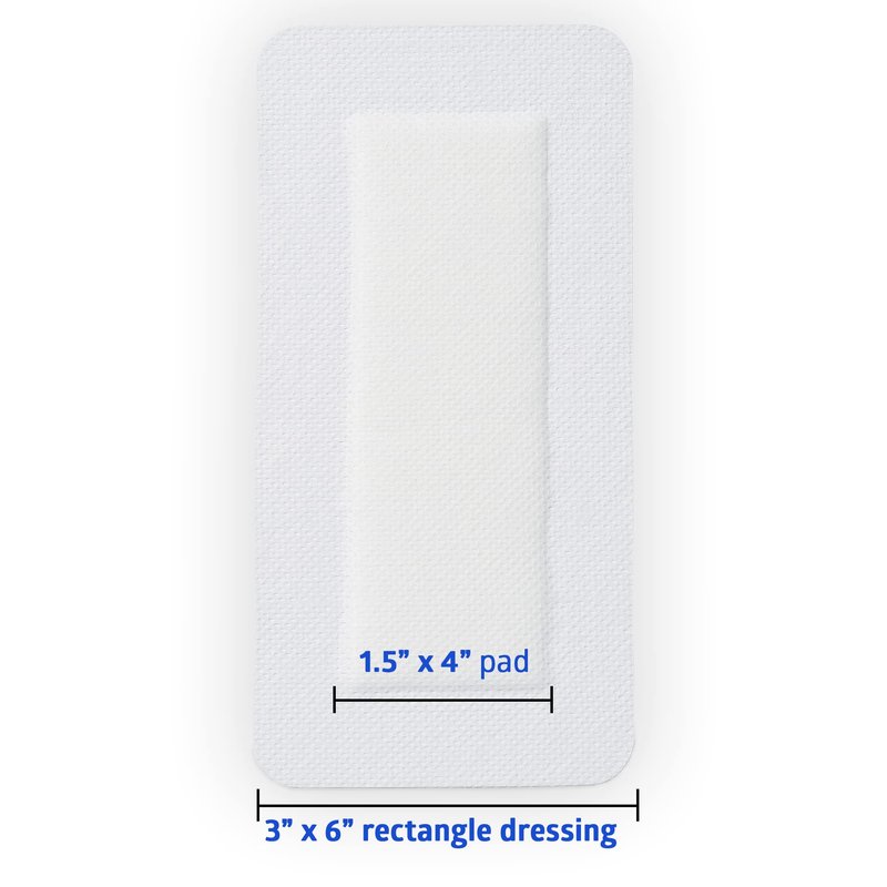 Medline Sterile Bordered Gauze, 3" x 6" with 1.5" x 4" Pad (Pack of 15)