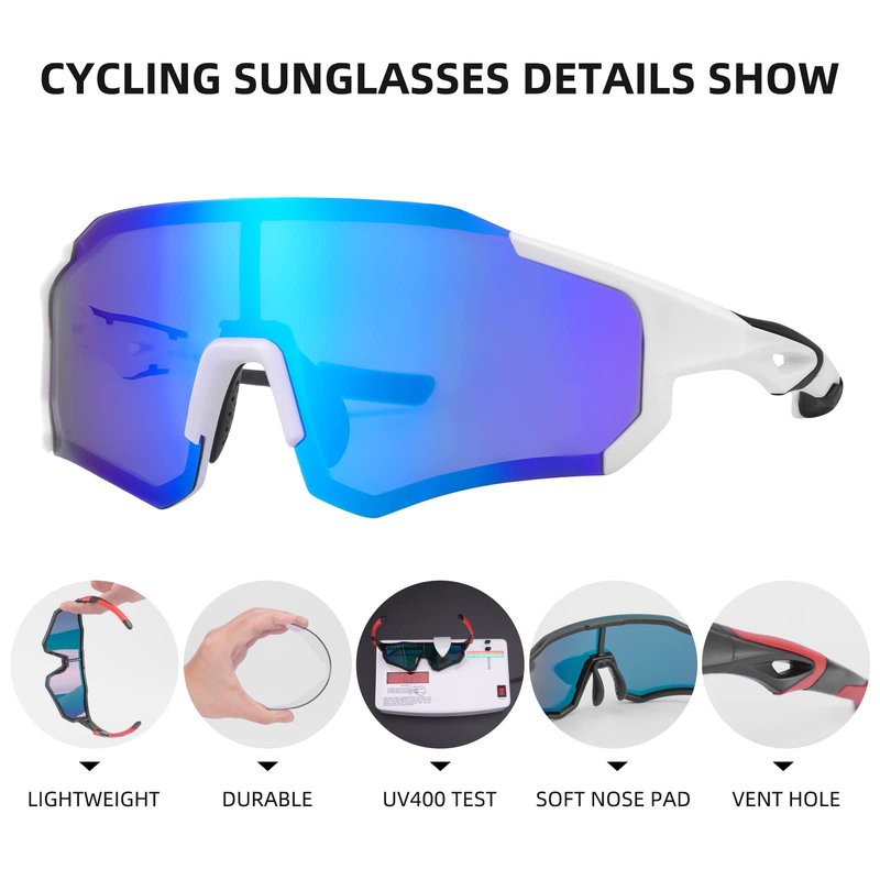 ROCKBROS Polarized Sunglasses for Men Women UV400 Protection Cycling Bike Glasses TAC Lightweight Frame Driving Fishing Golf Sunglasses,Blue