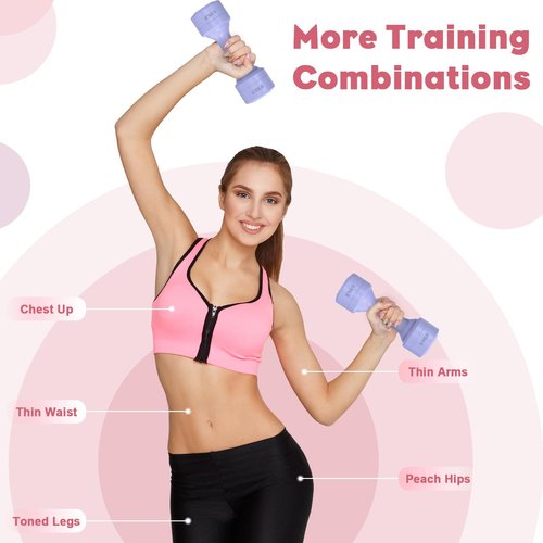 BOBAZREN Adjustable Dumbbell Set of 2, 11Lb/Pair Weights Dumbbells for Women, Each 2.2lb, 3.3lb, 4.4lb, 5.5lb Hand Weights Set for Home Gym Fitness Training (Purple)