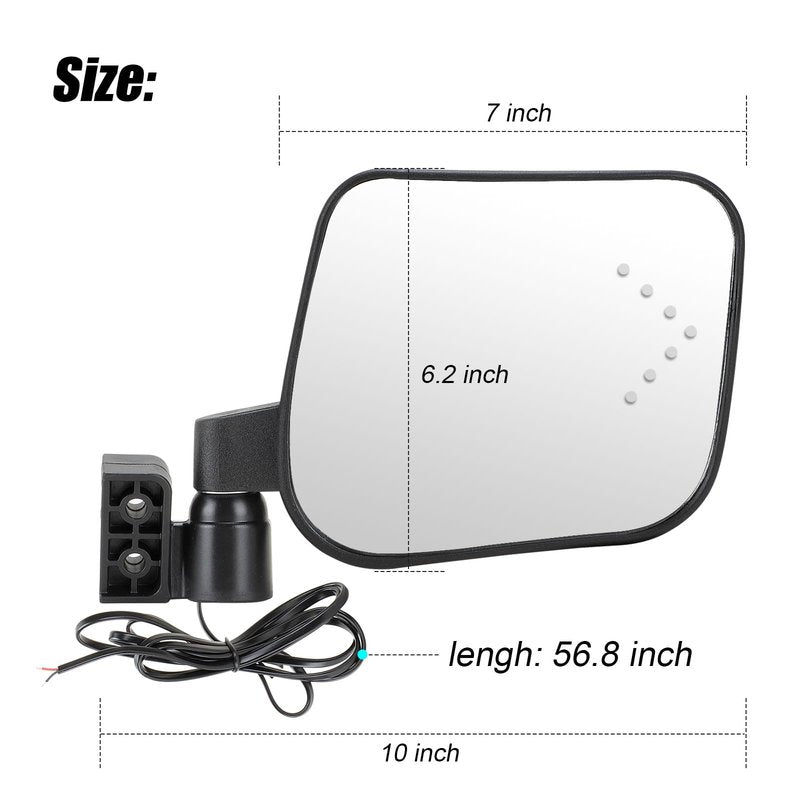 Roykaw Golf Cart No Drilling Folding Side Rear view Mirror Compatible with LED Turn Signal Light,Universal for EZGO Club Car Yamaha Golf Cart, 3 Pieces No Drill Bracket