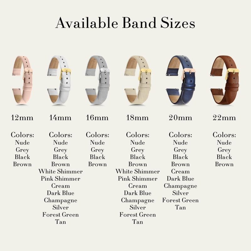 1302 Leather Watch Bands for Women and Men, Quick Release Watch Band, 12mm,14mm,16mm,18mm,20mm and 22mm Easy Interchangeable Strap (Nude/Rose Gold Buckle, 16mm)