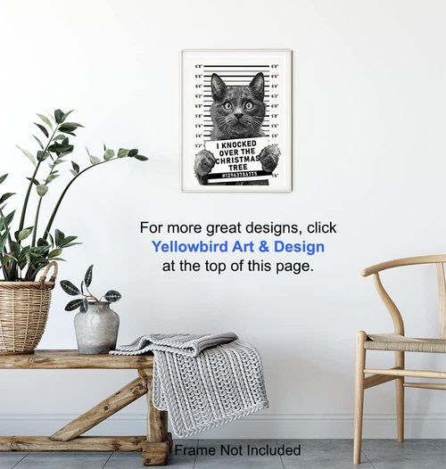 Cat Christmas Tree | Cute Holiday Wall Art Poster for Cat Lovers | Humorous 8x10 Unframed Decor