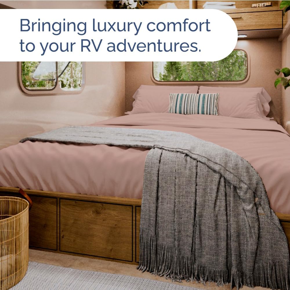 RV Short Queen Sheet Set - Soft, Breathable & Cooling 4-Piece Bedding | Fits 8” to 12” Mattresses - Mauve