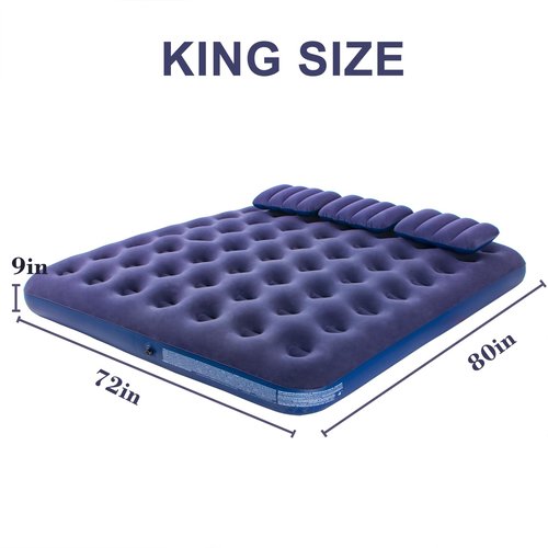 DIMAR GARDEN King Size Camping Air Mattress Inflatable Bed with Pillow,Include Hand Pump