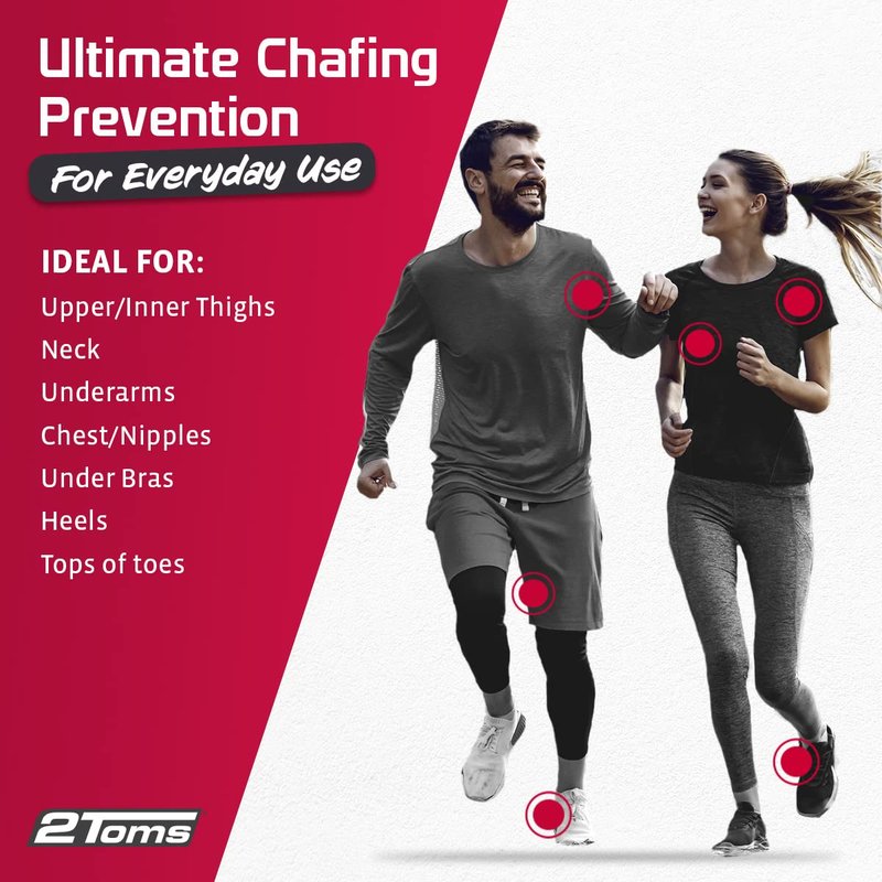 2Toms SportShield Xtra, Soothing All Day Anti-Chafe Prevention, Waterproof Protection from Thigh Chafing and Skin Irritation, 6-Pack Single-Use Towelettes