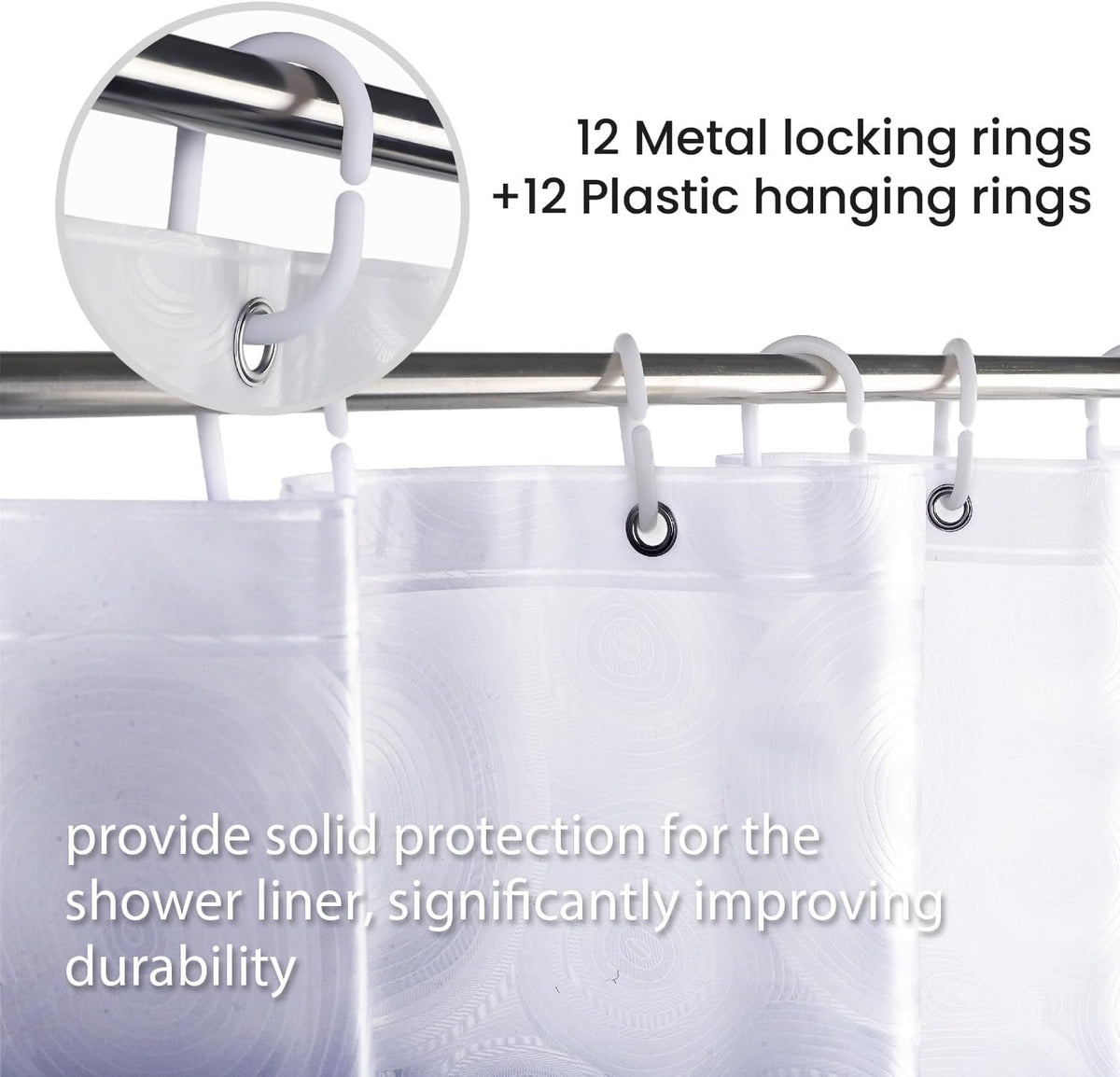 LiBa PEVA Shower Curtain Liner - 8G Waterproof, 72x72 Inch with Magnets & 12 Plastic Rings | Oceanic Gradient Design