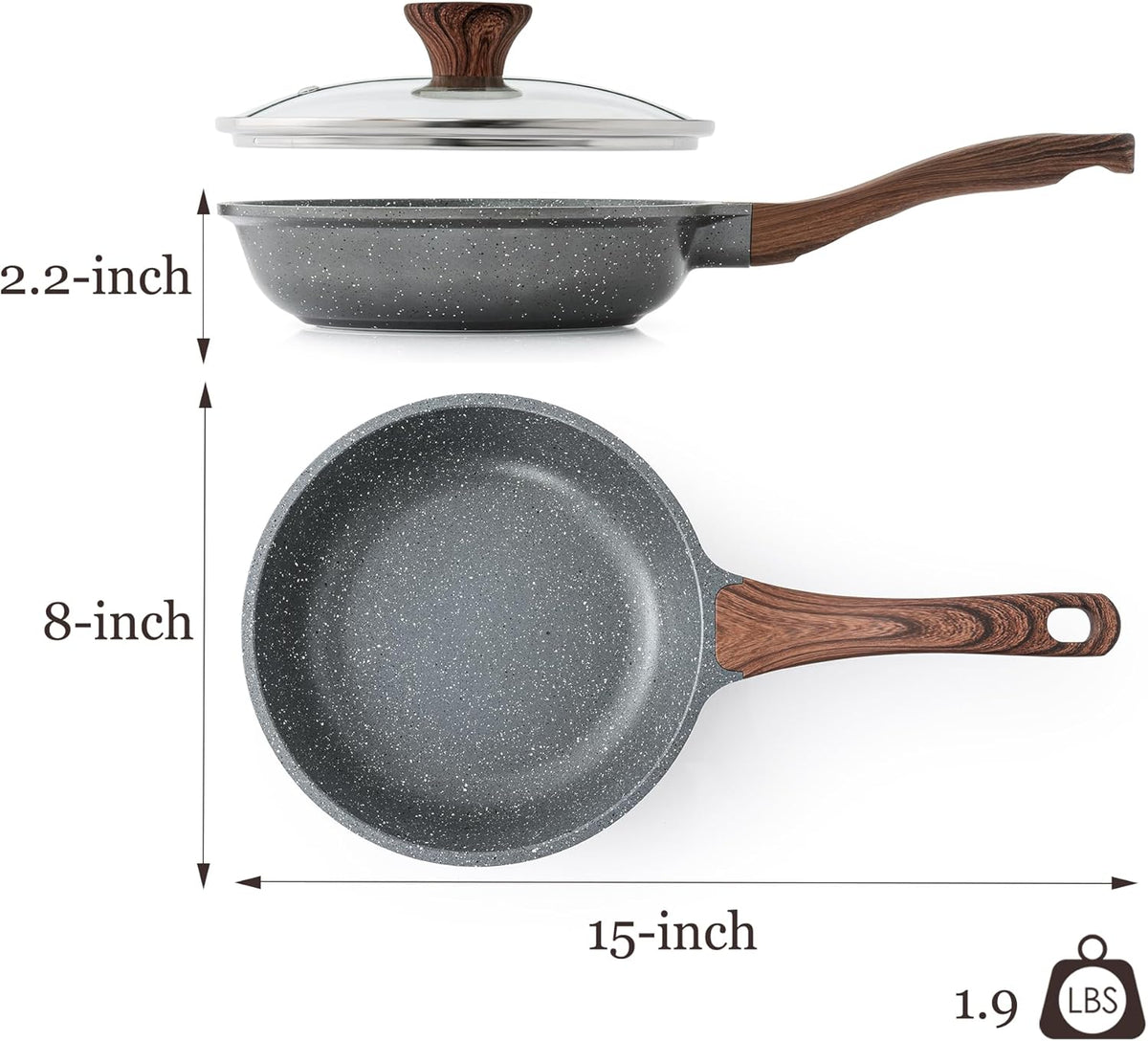 SENSARTE Nonstick Frying Pan & Stock Pot Set - 8-Inch Skillet with Lid & 4.5QT Induction-Compatible Pot
