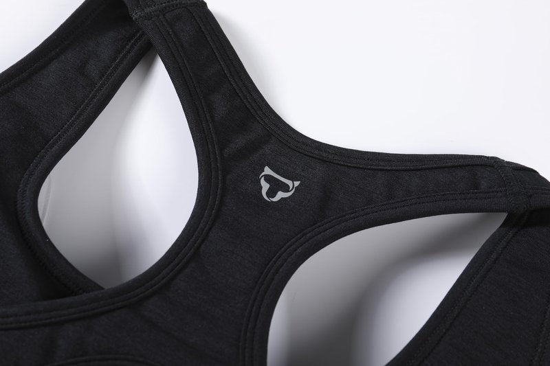 TomTiger Sports Bras for Women High Impact Racerback Removable Padded Seamless Yoga Workout Activewear Bra (Black,M)