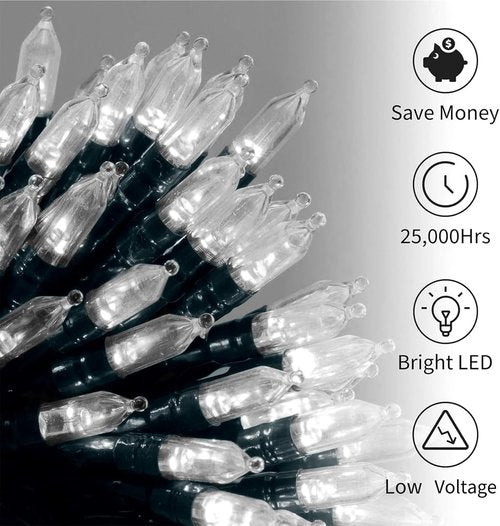Brightown Battery Operated Christmas Lights - 50 LED Mini String Lights | 18 Feet, 8 Modes, Waterproof, Pure White