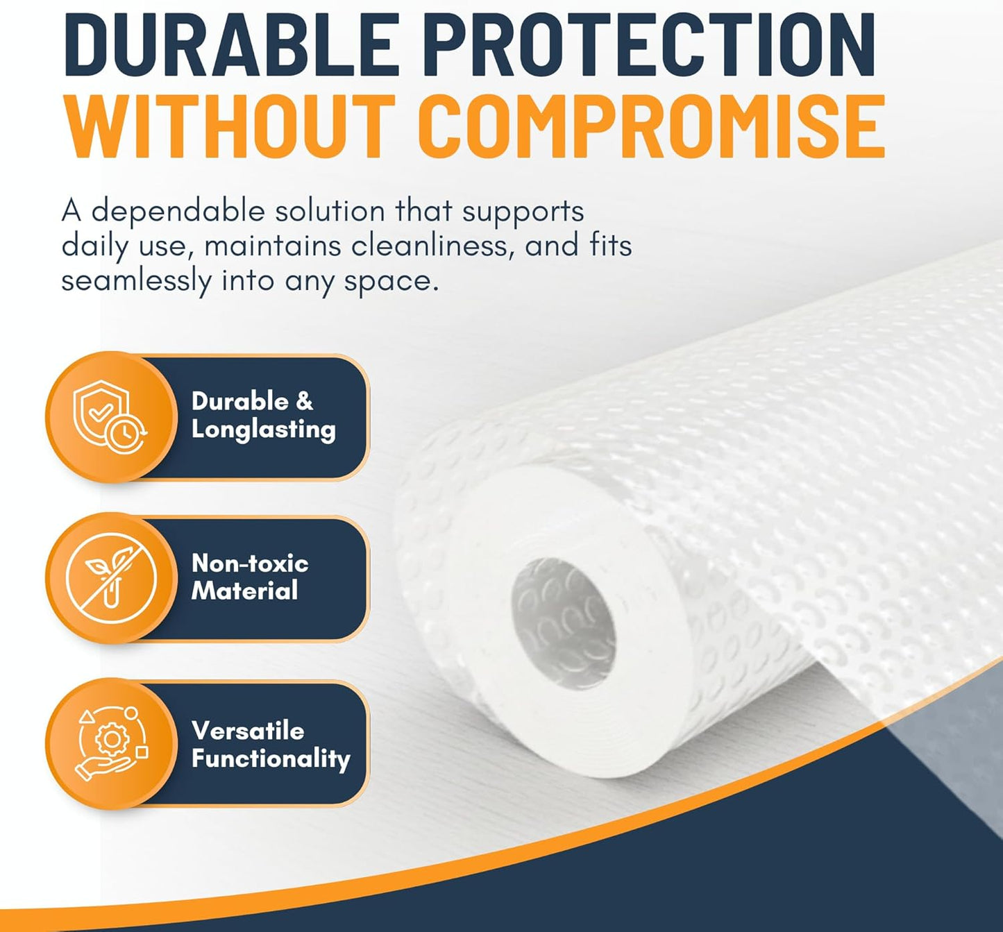 Linda's Essentials Non-Adhesive Shelf Liner - Non-Slip, Easy Clean Kitchen Cabinet Protector | 12 x 120 Inches