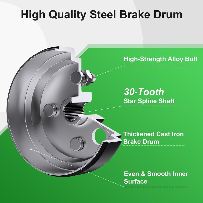 30-Tooth Golf Cart Brake Hub Repair Kit for 4 Cycle Gas EZGO TXT 1997-2008, Medalist 1997-1999, Include Brake Drum, Brake Shoes, Spring Kits, OEM# 21807G1, 70794G01, 27944G01 (NOT Fit Electric Model)
