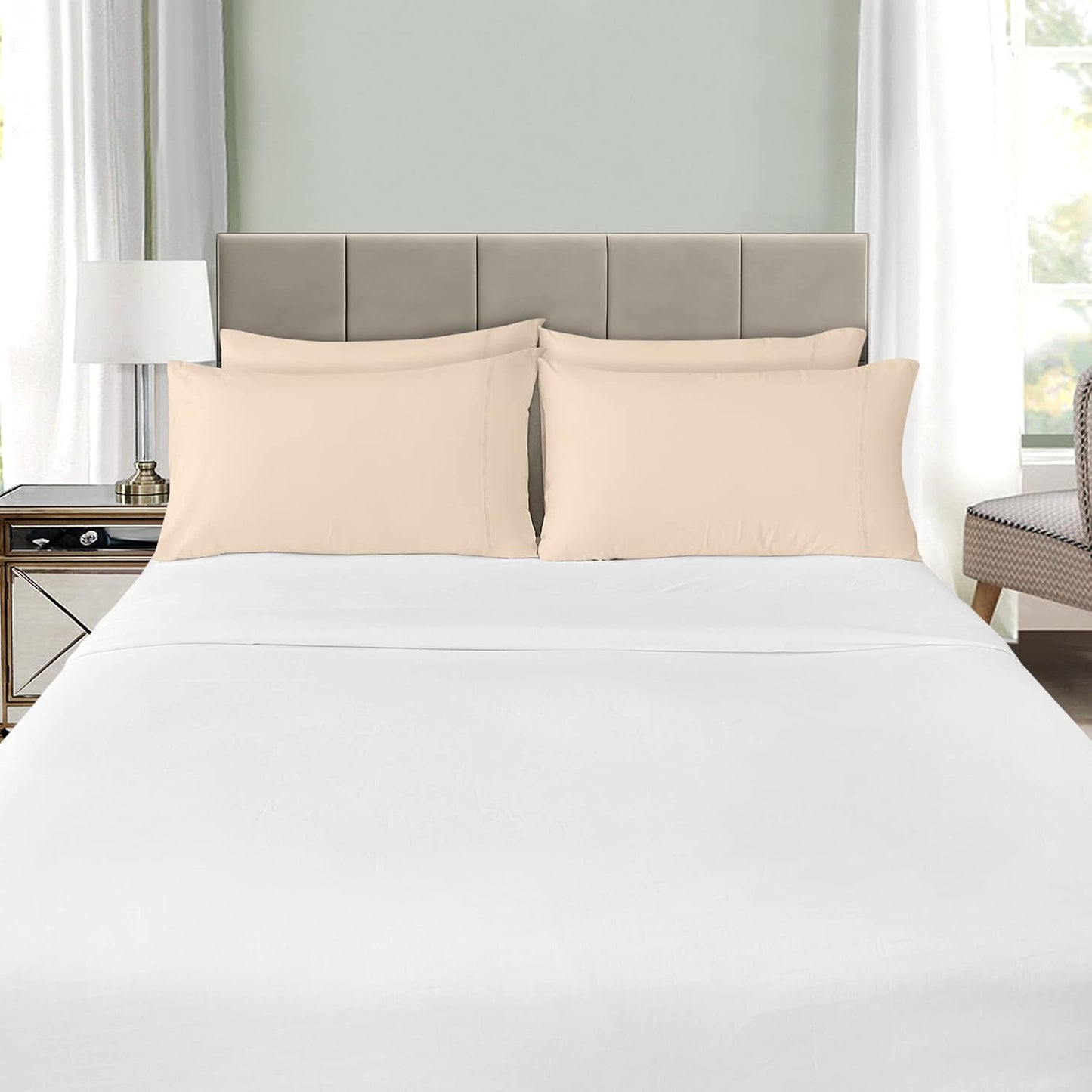 Utopia Bedding Queen Pillow Cases - Soft Brushed Microfiber - 4 Pack, Fade Resistant | 20 X 30 Inches, Beige