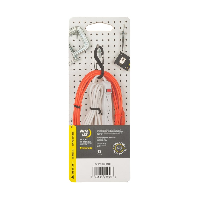 Nite Ize S-Biner Plastic Dual Carabiner - Durable Dual Carabiner with Wire Gate Closure for Organizing Keys & Keychain Attachments - Size 6, Black (4 Pack)