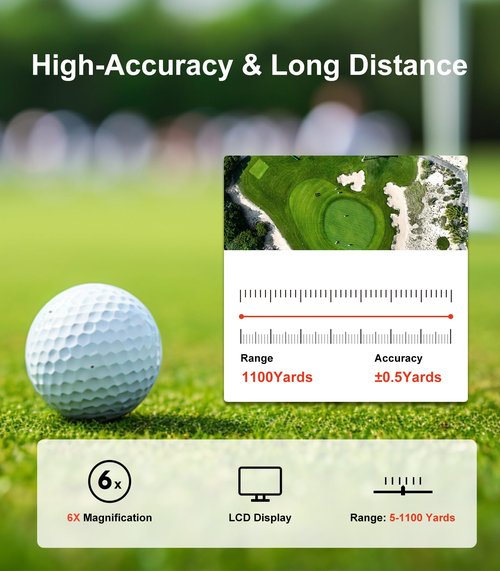 Flagfront Range Finder Golf Rangefinder with Slope,1100 Yards Golf Range Finder Magnetic, 6X Magnification with Flag Pole Lock Vibration for Golf Course
