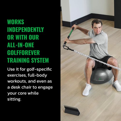 GolfForever Stability Ball Proven by Golfer Scottie Scheffler | Golf Training Exercise Ball | Premium Golf Training Workout Ball to Build Swing Speed, Improve Balance & Strengthen Core | 65cm | Grey
