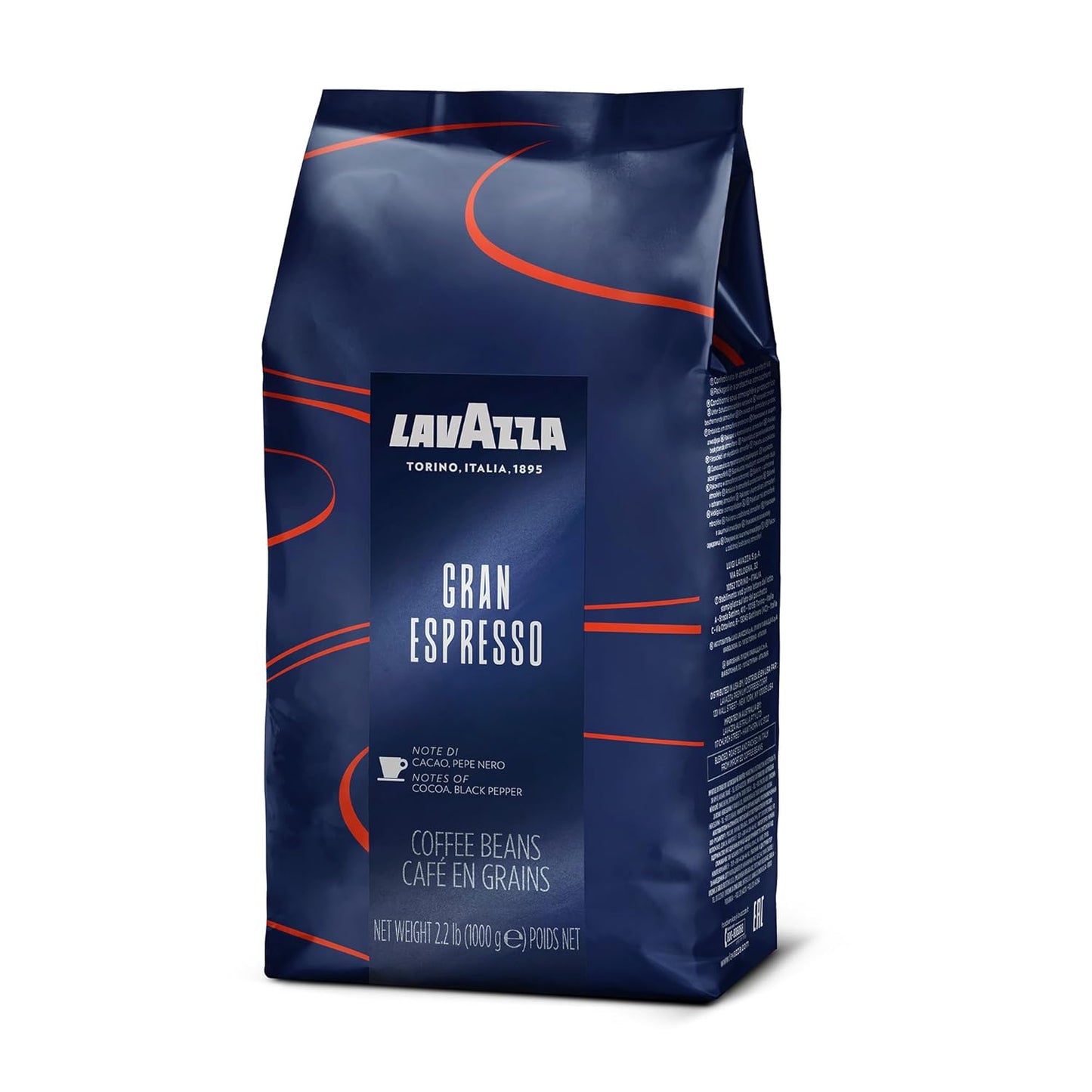 Lavazza Gran Espresso Whole Bean Coffee - Medium Roast, 2.2 LB Bag | Rich Flavor with Cocoa Notes