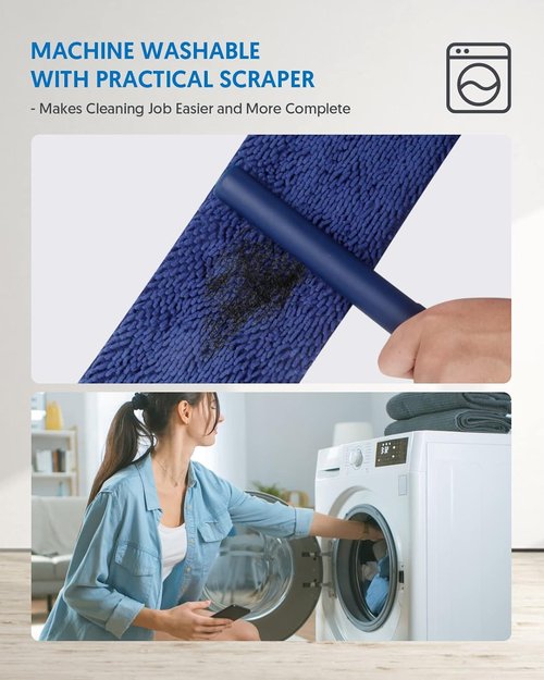 BPAWA Microfiber Flat Floor Mop - Versatile Wet/Dry Cleaning for Hardwood, Tile & Vinyl | 4 Washable Chenille Pads