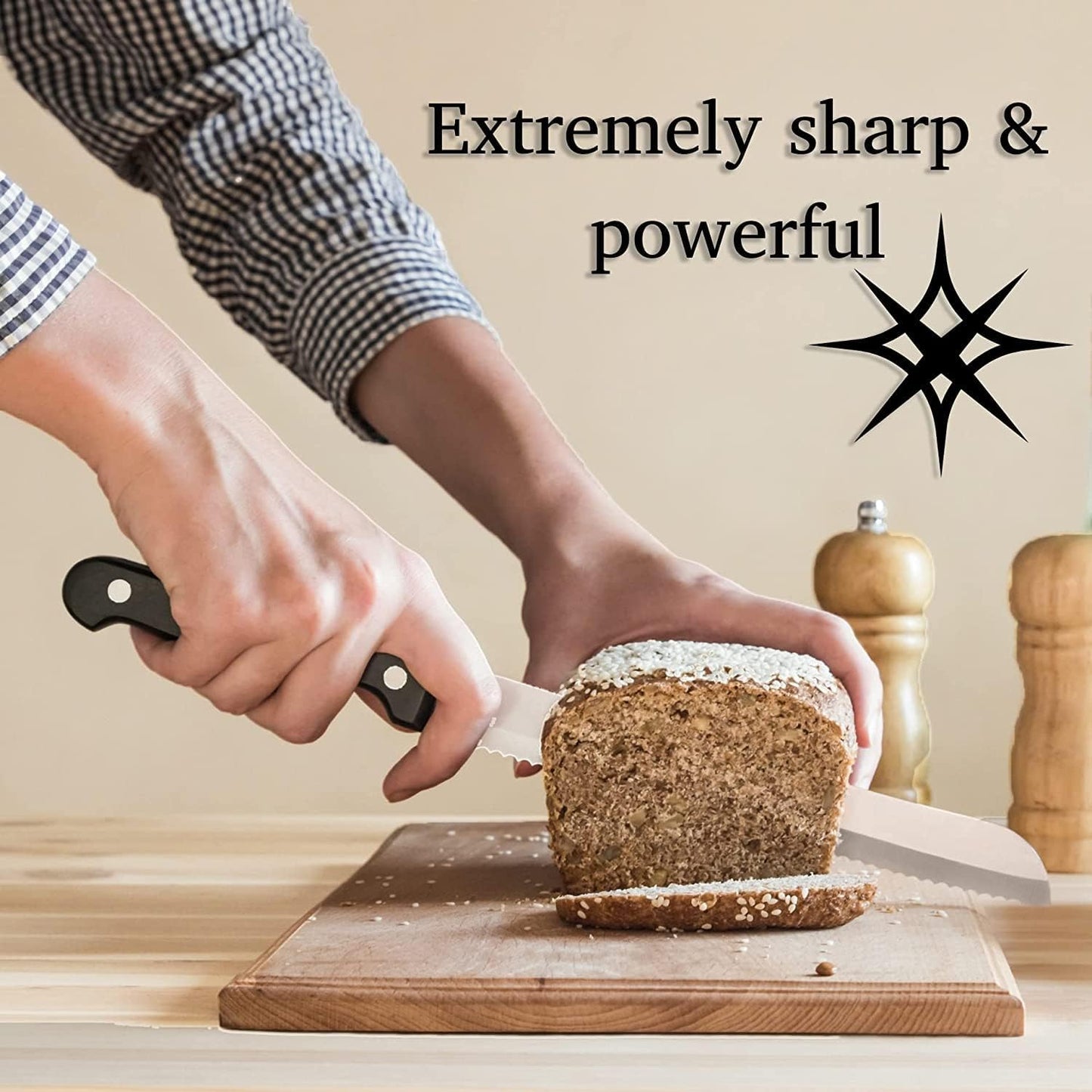 Moss & Stone 14-Piece Knife Block Set - Premium Forged Stainless Steel Kitchen Knives with Ergonomic Handles & Rust Resistance | Modern Black Design