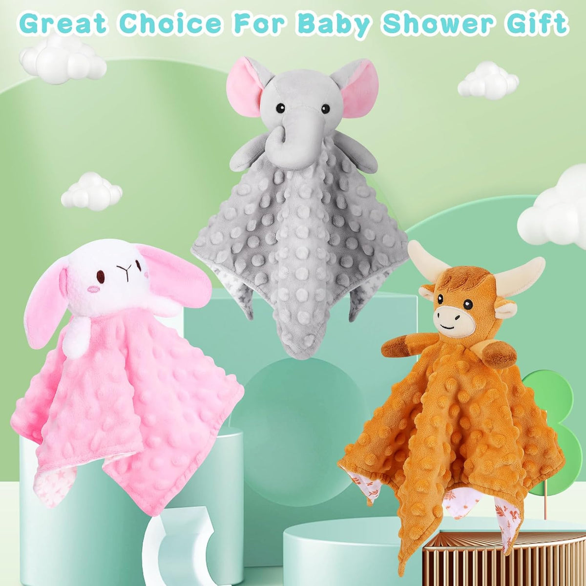 Loveys for Babies - Soft Elephant Security Blanket for Newborns | Snuggle Toy, Gray, 12.4in