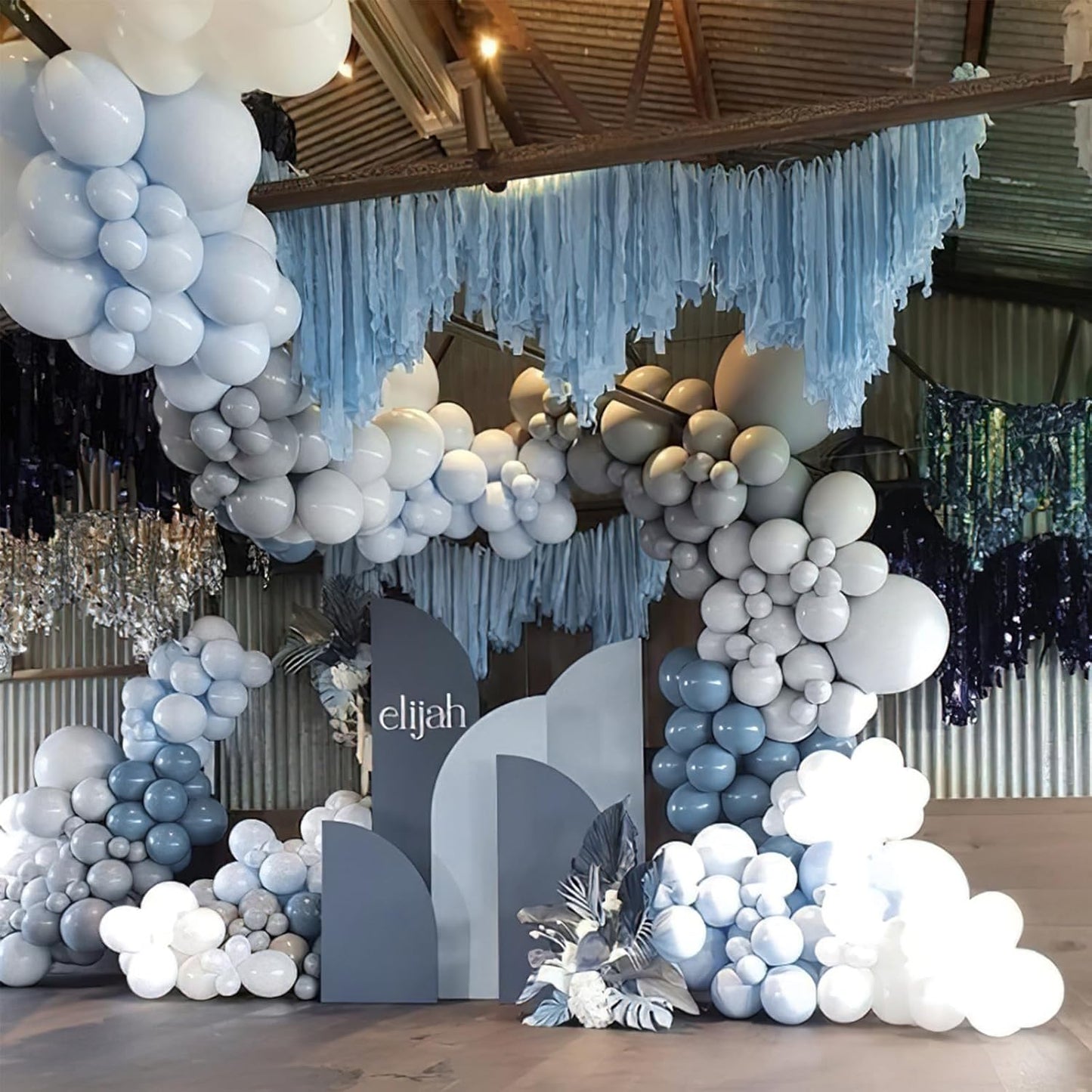 PartyWoo Dusty Blue Balloons - 140-Piece Slate Blue Boho Balloon Arch Kit for Baby Showers & Graduations