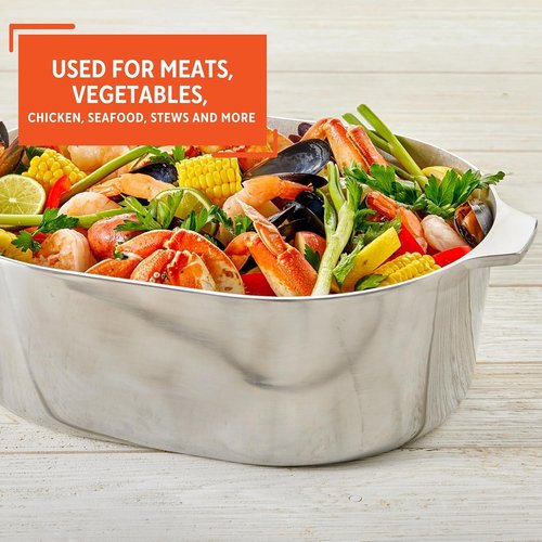 IMUSA USA Heavy Duty Cajun Oval Aluminum Roaster - 15-Inch Size | Durable Silver Finish