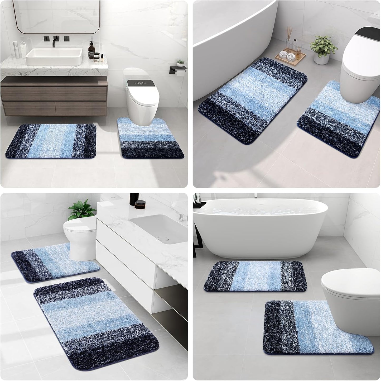 Arotive Microfiber Bath Rug - Soft, Absorbent, Non-Slip Design | 36x24 Blue Rectangular Mat