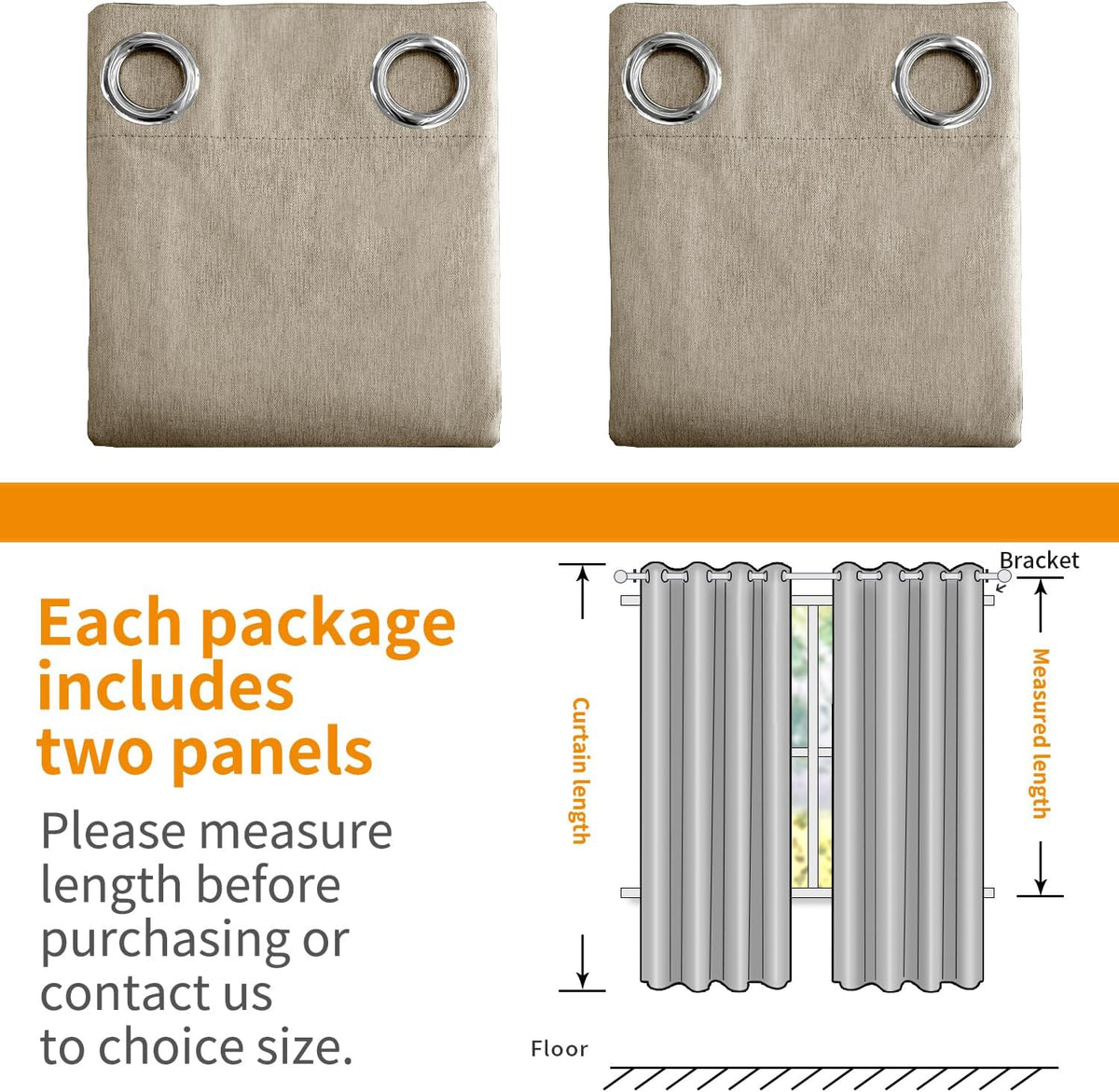 YoungsTex Blackout Curtains - Thermal Insulated Taupe Burlap Drapes | 2 Panels, 42 X 63 Inch