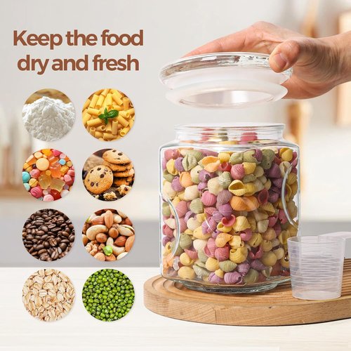 ComSaf 64 oz Glass Jar Set - Airtight Storage Containers with Lids for Kitchen & Pantry | Set of 2