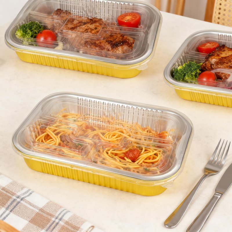 Axigundaone 10 Pcs Aluminum Pans with Lids 9 x 13In, Gold Disposable Aluminum Foil Baking Pan, Heavy Duty Foil Food Containers for Baking, Heating