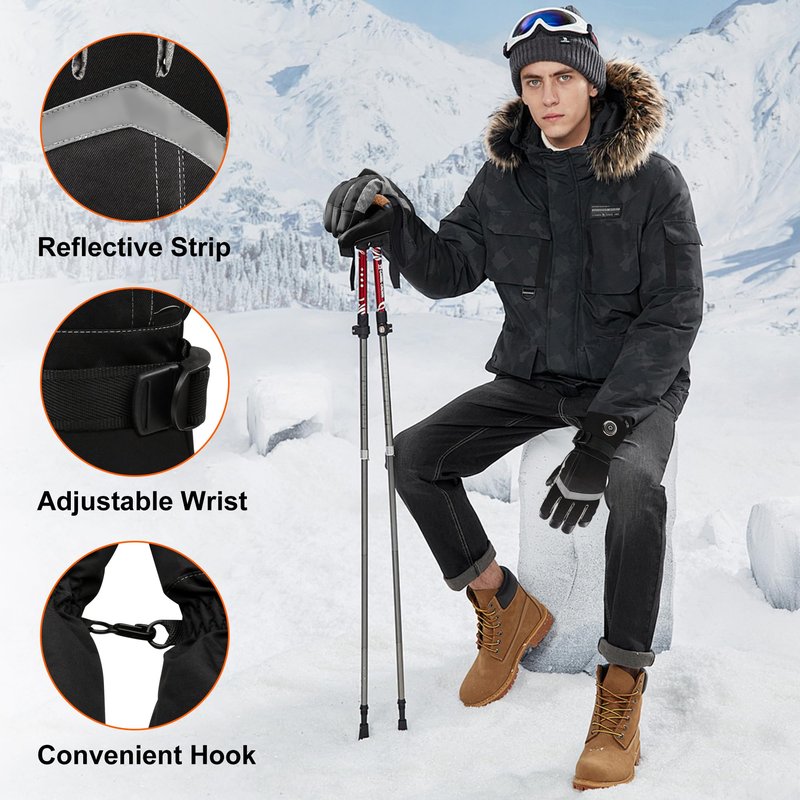 Rabbitroom Upgraded 5V 6000mAh Rechargeable Heated Gloves for Men Women, 3 Heating Levels Waterproof Non-Slip Design Ideal Hand Warmers Perfect for Hunting Skiing Driving Fishing Outdoor Work(Medium)