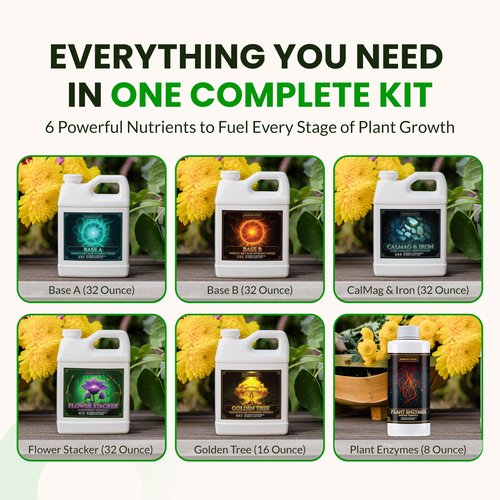 Humboldts Secret Starter Kit Pack | Indoor and Outdoor Plant Fertilizer and Hydroponic Nutrients | Base A & B, CalMag and Iron, Golden Tree, Flower Stacker, Plant Enzymes | Complete Garden System