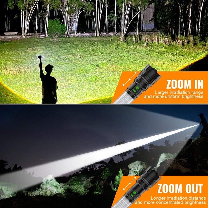 Rechargeable LED Flashlight Lantern 2000 High Lumens - with Camping Lanterns, Long Range LED Super Bright Flashlight for Camping, 5 Mode, High Powerd Heavy Duty Zoomable Waterproof Tactical Flashlight