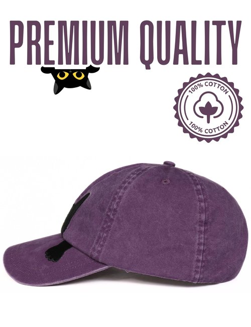 InnoBeta Black Cat Lovers Gifts for Women, Men, Adjustable Embroidered Hat for Birthday, Christmas - Purple
