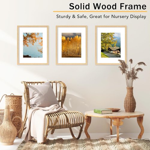 JCJMY 11x14 Picture Frame Set of 4 - Solid Wood Frames with Shatter Resistant Plexiglass | Display 8x10 or 11x14