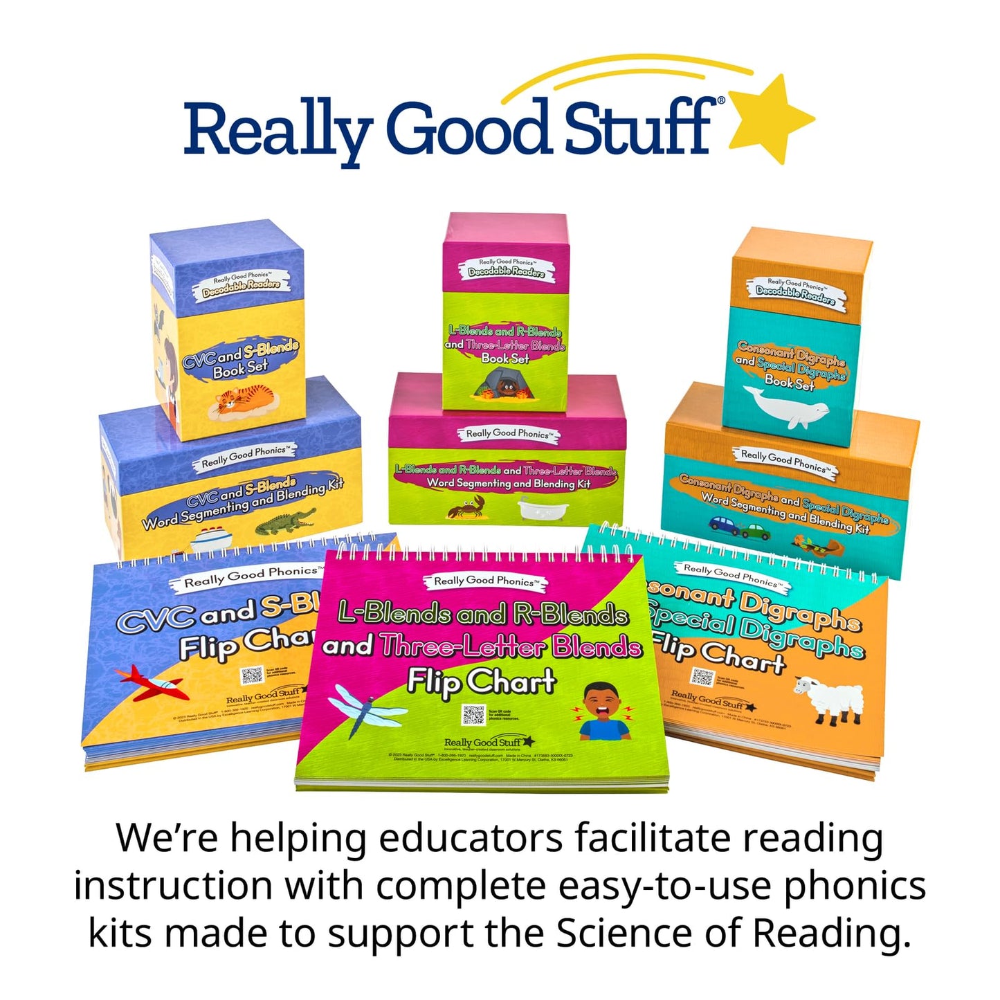 Really Good Phonics Decodable Readers Flip Chart, Consonant Digraphs and Special Digraphs, Learning Activities for Kids, Homeschool & Classroom Must Haves
