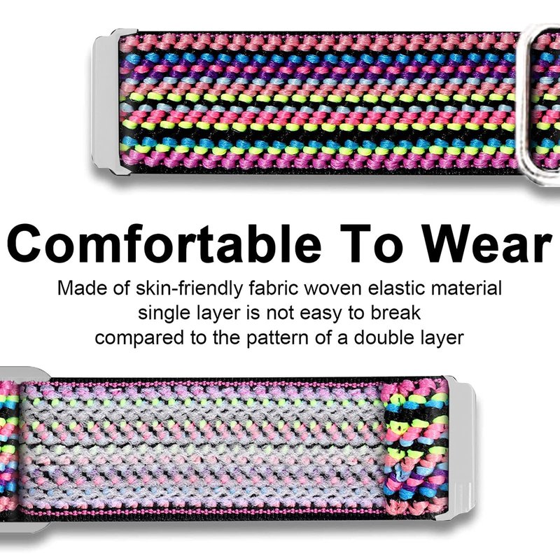 Lamshaw Compatible with iTouch Sport 4 / Sport 3 / AIR 3 40MM Smartwatch Bands, 20mm Stretch Elastics Nylon Adjustable Replacement Strap for Men & Women (Aztec Style Rainbow)