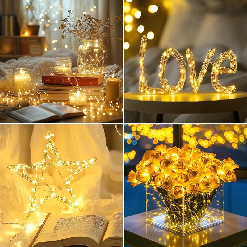 33ft 100 LED Fairy Lights Battery Operated with Remote, HALHSAP Battery Powered String Lights, Waterproof Twinkle Fairy Lights for Bedroom DIY Party Wedding Indoor Outdoor Christmas Decorations 1 PACK