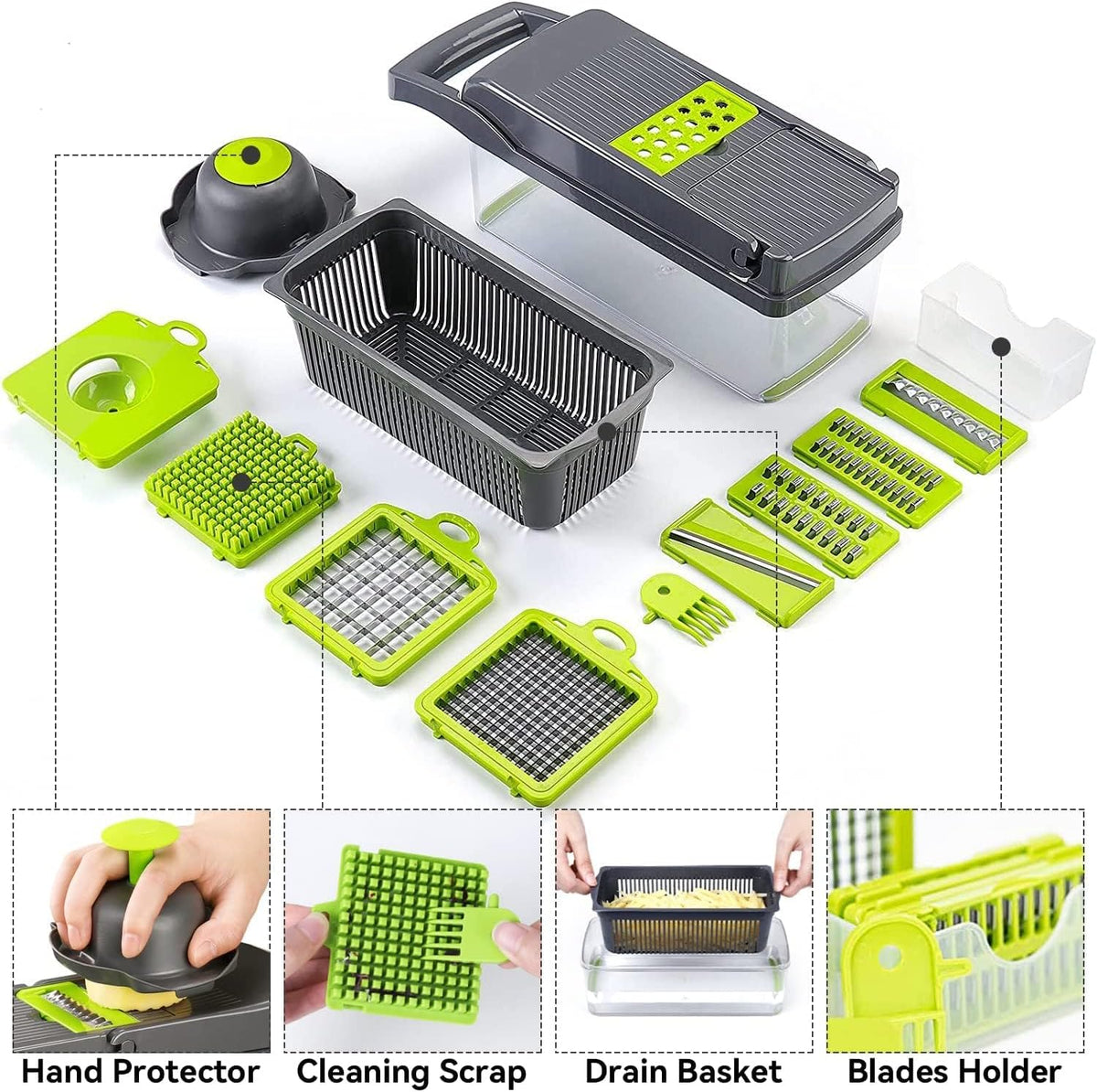 Badelite Multi-Function Vegetable Chopper - 12-in-1 Pro Veggie Slicer & Dicer with Container for Easy Meal Prep