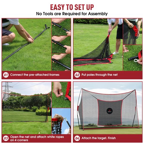 FRANKTECH Golf Practice Net - Heavy Duty Driving Range Net with High Impact Chipping Target, Include Carry Bag and Golf Balls for Indoor Outdoor