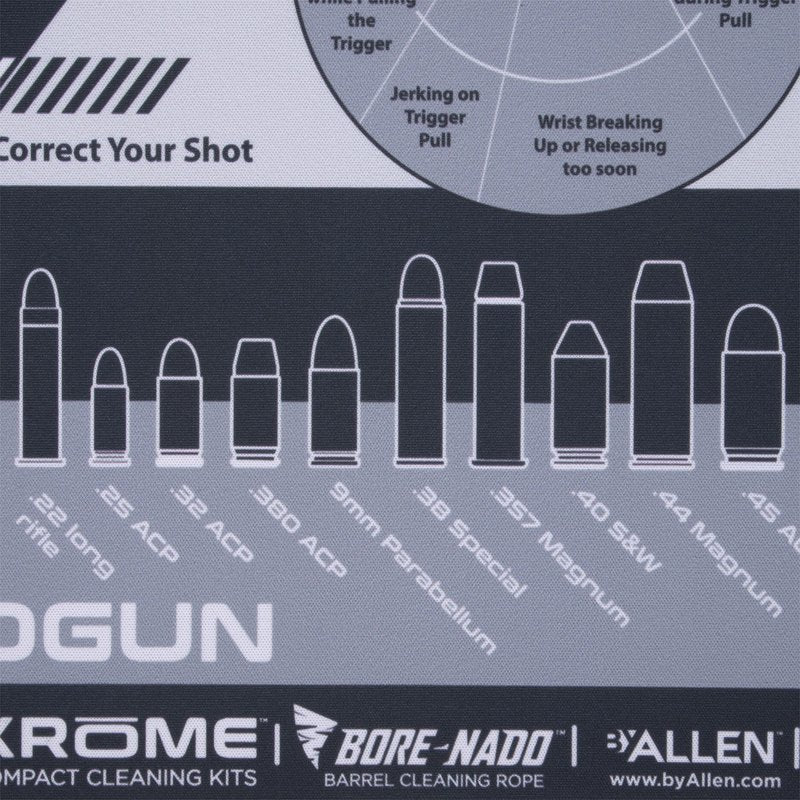 Allen Company Krome Handgun Shooting Range & Cleaning Mat, 16.5" L x 11" W, Black/Gray