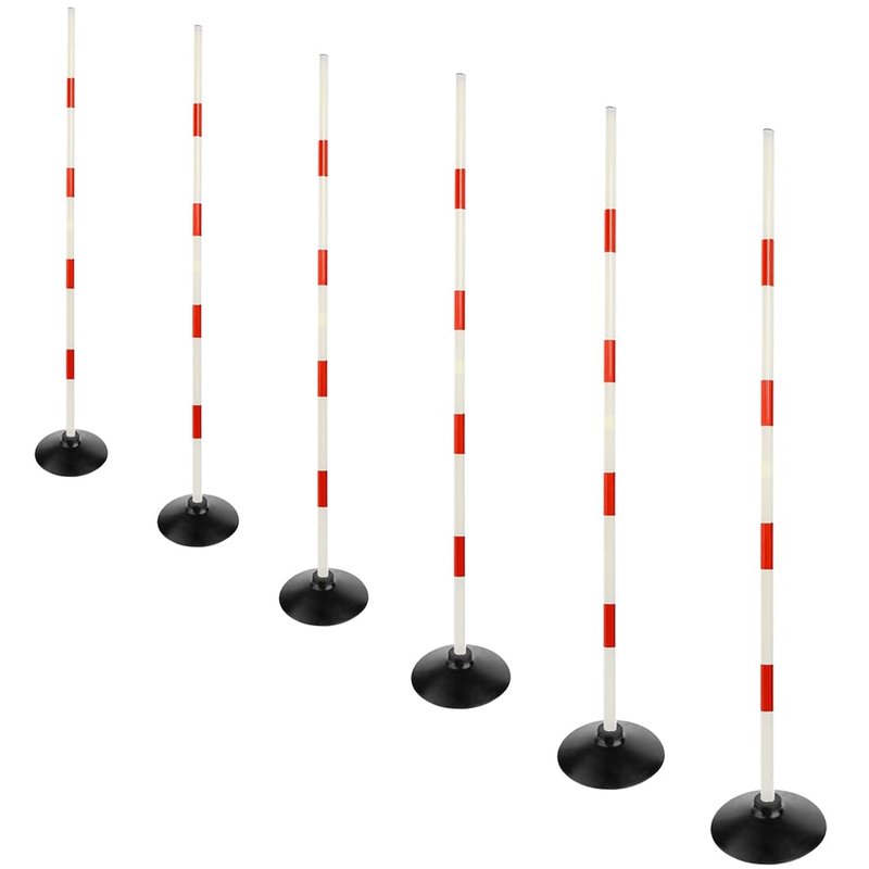 ASENVER Red-White Soccer Agility Pole Set Rubber Base Dribbling Stick Traffic Warning Sign Pole Multifunctional Training Pole (4.9 FT, Pack of 6)