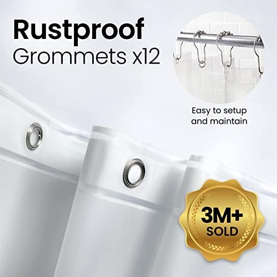 LiBa Waterproof Shower Curtain - Heavy-Duty Non-Toxic PEVA with Rust-Proof Grommets | 72x72 Inches
