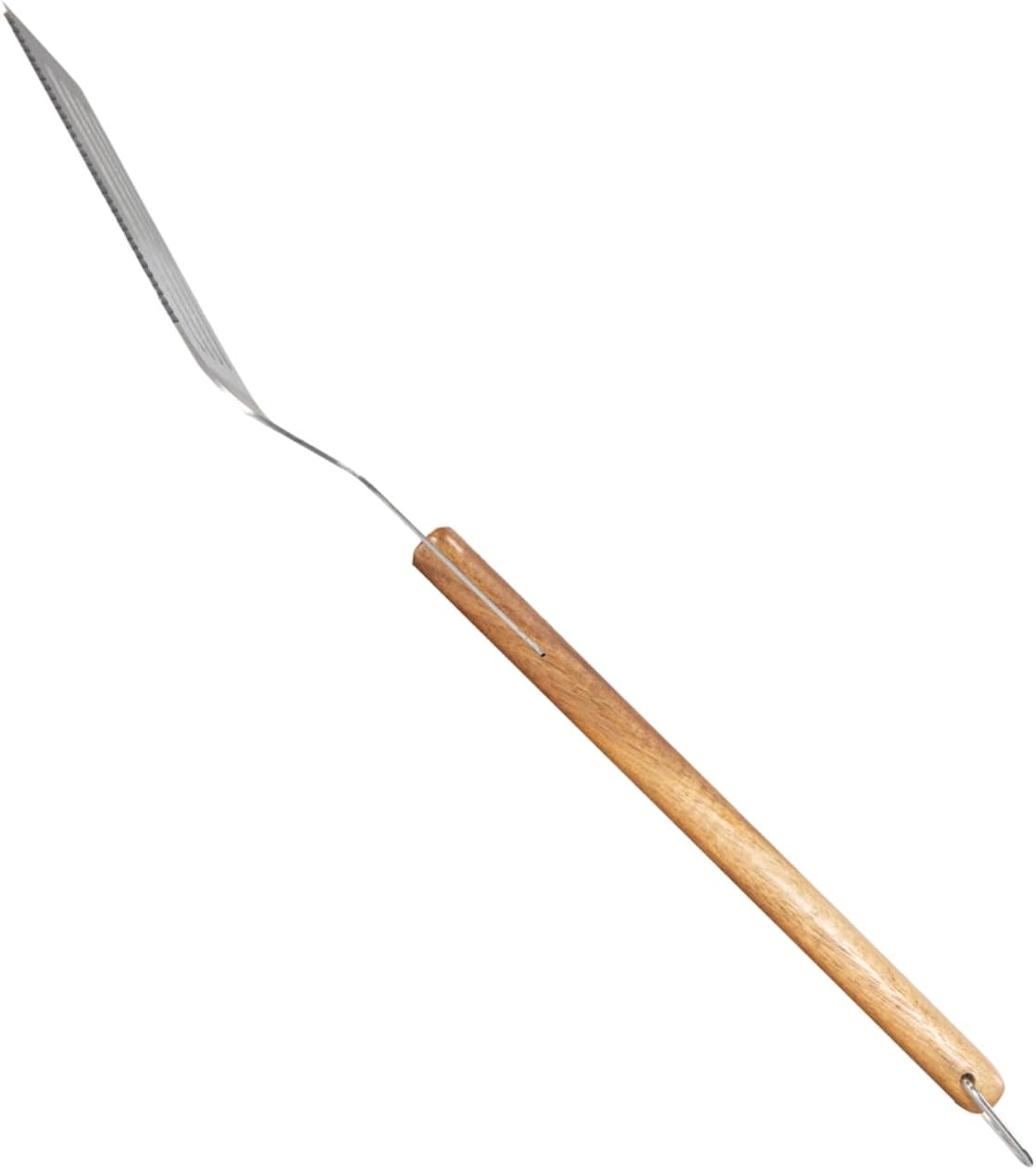 BBQ-AID Pro BBQ Metal Spatula - 17" Stainless Steel Spatula with Serrated Edge & Acacia Wood Handle