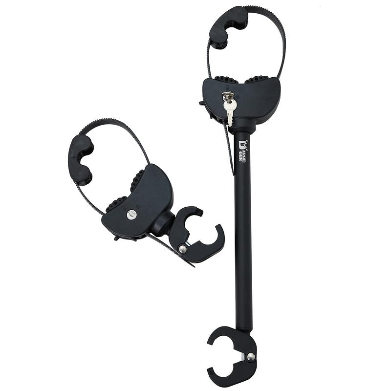 2-Pack Adjustable Lockable Ratchet Straps Frame Holders with Soft Rubber Padding and Keys for E-Bike Carriers and Bike Racks