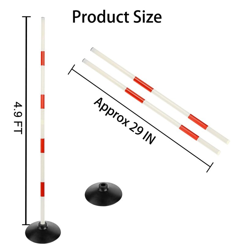 ASENVER Red-White Soccer Agility Pole Set Rubber Base Dribbling Stick Traffic Warning Sign Pole Multifunctional Training Pole (4.9 FT, Pack of 6)