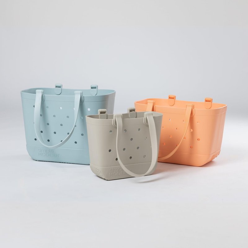 Simple Modern Large Beach Bag | Waterproof Getaway Rubber Tote with Zipper Pocket for Travel, Pool, Boat, Groceries, Sports | Electric Lavender
