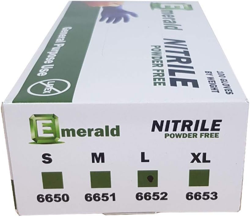 Skiennix Emerald Nitrile Gloves - Powder-Free Protection | 100 Count, Size G