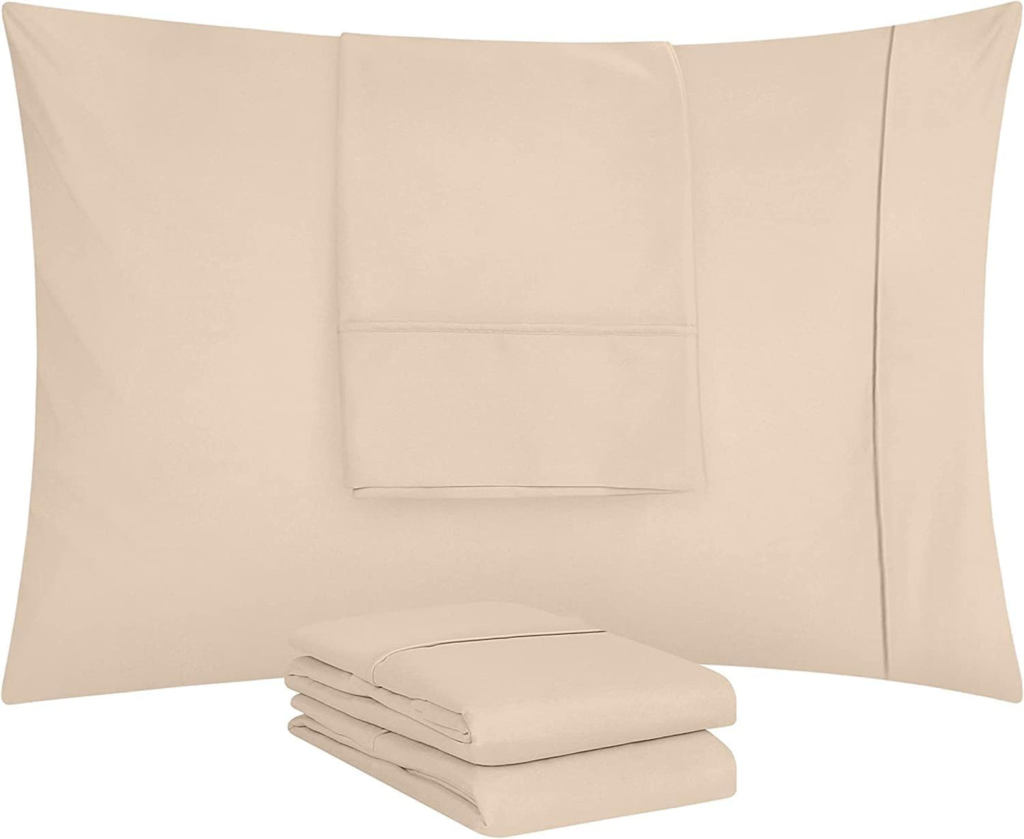 Utopia Bedding Queen Pillow Cases - Soft Brushed Microfiber - 4 Pack, Fade Resistant | 20 X 30 Inches, Beige