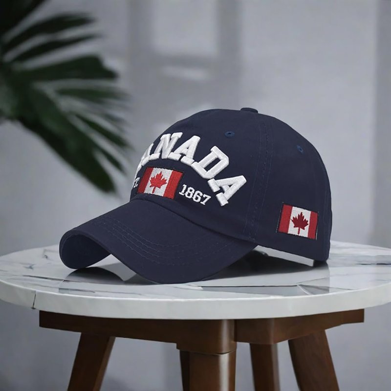 Navy Blue and Red Canada Baseball Cap for Men Women, Canada Day Maple Leaf Flag Dad Hat Golf Cap Sport Outdoor Plain Cap